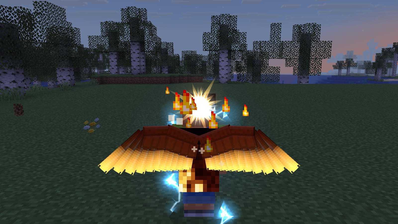 Phoenix wings, Inferno cape and the Tempest aura